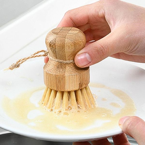 

dish washing brush bamboo pot brush kitchen cleaner palm short handle round dish brush kitchen accessories tools h wmtcgr