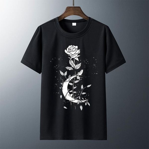 

moon rose vintage witch gothic occult occult wicca womens tri blend 2020 new fashion popular o-neck & tees, White;black