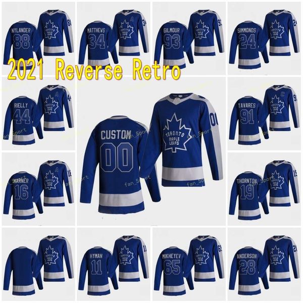 

toronto maple leafs 2021 reverse retro jersey joe thornton mitch marner john tavares auston matthews simmonds frederik andersen nylander, Black;red