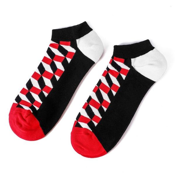 

peonfly trendy happy socks men cotton boat man socks interest funny originality series harajuku ankle sock color lattice wmtfku xhlove, Black