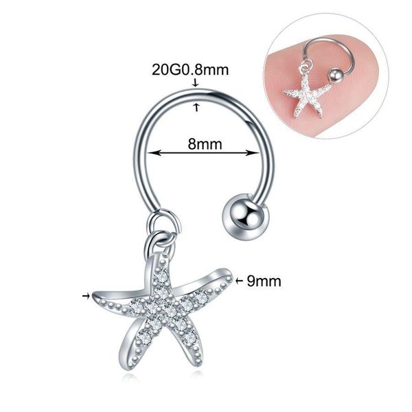 

1 шт. сталь diy 9styles cz gem кулон huntle hooply hood cartilage серьги helix tragus rook lobe ear pirecing мода женщины ювелирные изделия, Silver