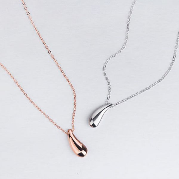 

simple fashion style 925 sterling silver necklace feminine classic drop pendant student clavicle chain new year gift q0531