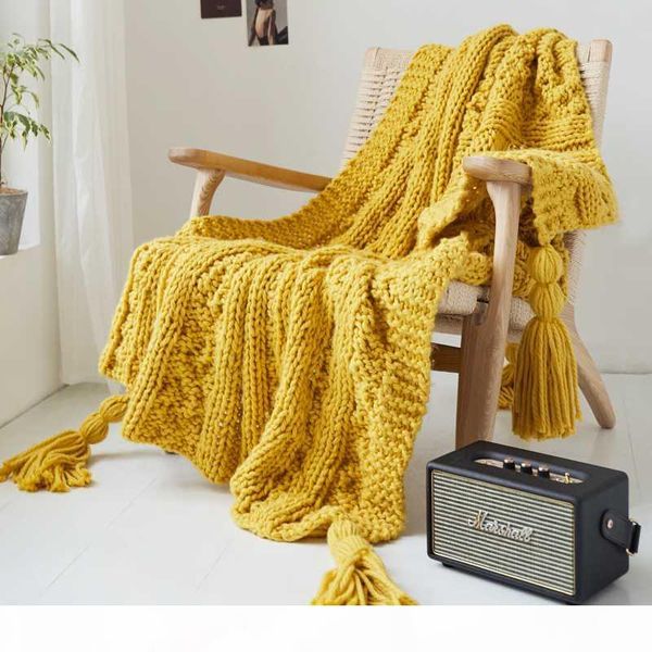

knitted throw blanket with tassels for sofa chair bed picnic sofa cover decorative dormitory blankets cobertor 130x160cm