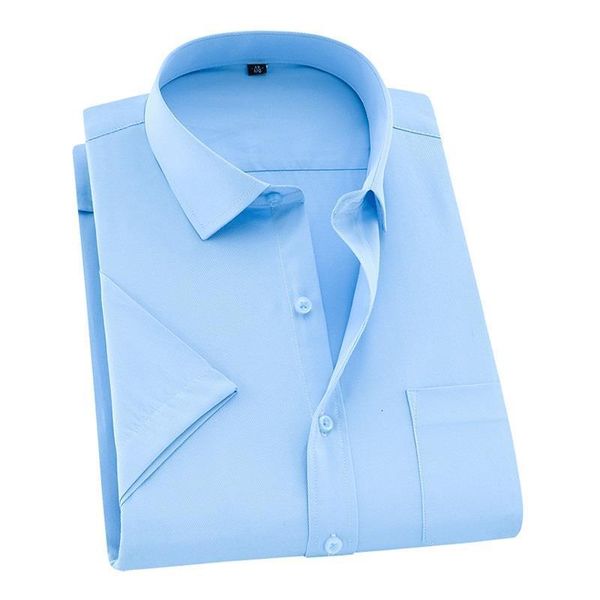 

2020 new summer plus size men shirt short sleeved solid twill business shirt male clothes size 5xl 6xl 7xl 8xl ds252, White;black