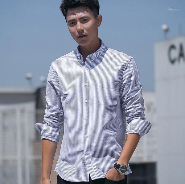 

cotton oxford men's shirts long-sleeved striped casual all-match 100%cotton youth fit small square collar shirt dropshiping1, White;black