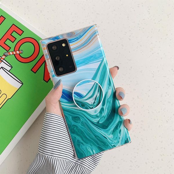 

for samsung galaxy s20 ultra ocean wave coral imd glossy marble phone case with foldable holder