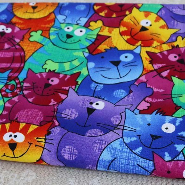 

fabric cartoon cats patchwork sewing digital print cotton tissues1, Black;white