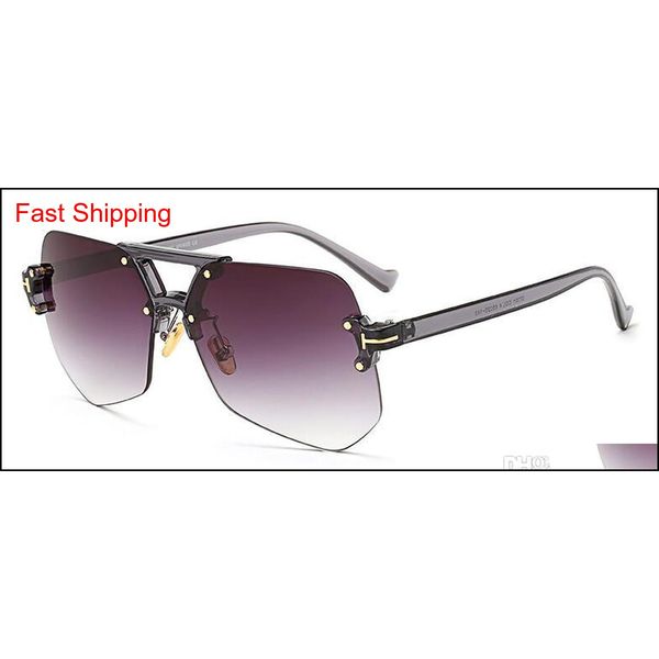 

97301 2017 new transparent fashion sunglasses don't gauge frameless side spring qylszr queen66, Black