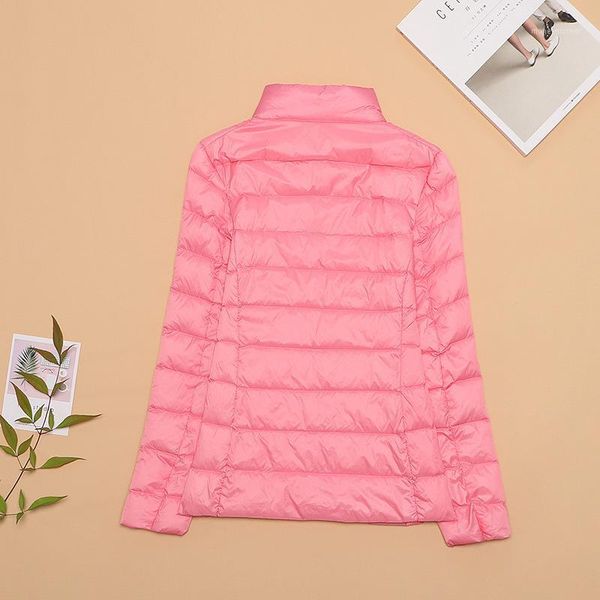 

2019 autumn and winter new style lightweight down jacket women's short stand-collar women's clothing plus-sized jacket1, Black;white