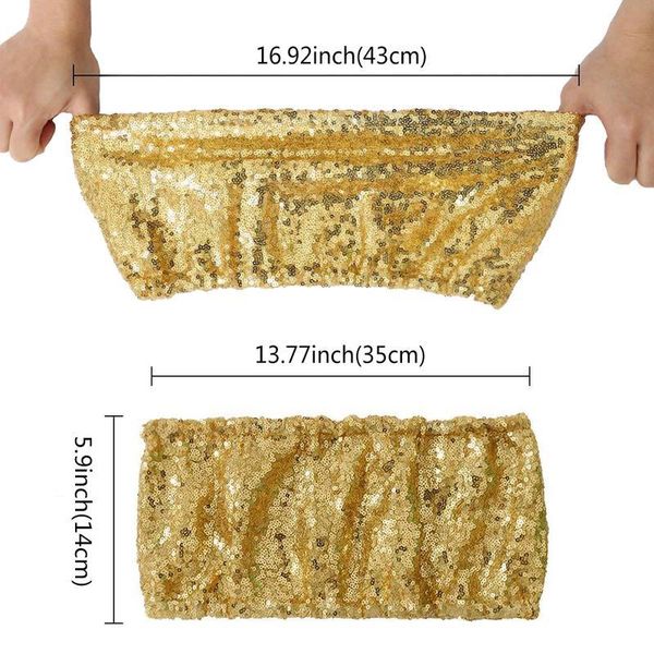 

new arrival 10 pcs sequin stretch chair sashes ribbons chair band bow ties for wedding decoration l party qylhmk