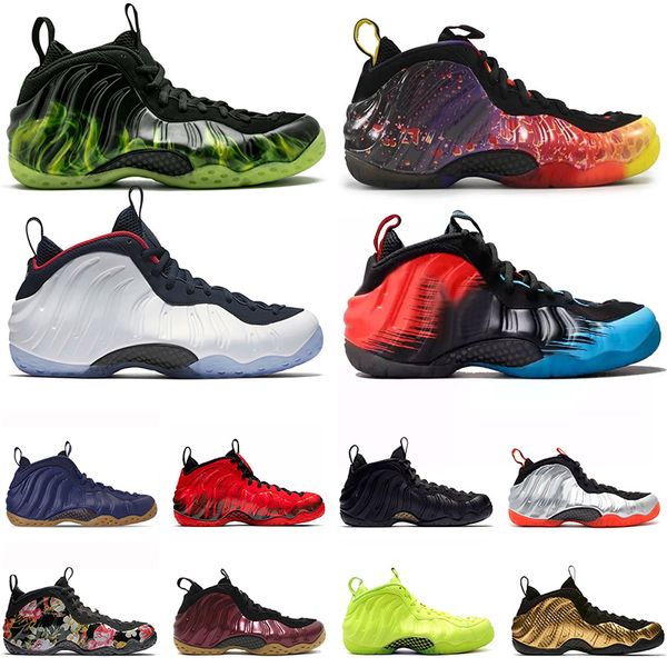 

foam one pro penny hardaway shoes air foamposite black aurora volt mens basketball shoes sneakers sports trainers size us 13, White;red