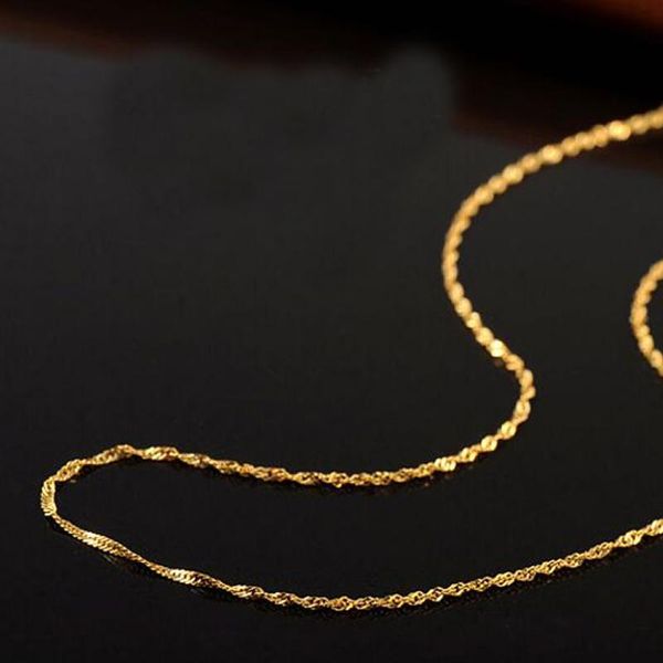 

chains pure au750 gold necklace women water wave chain 0.7mmw, Silver