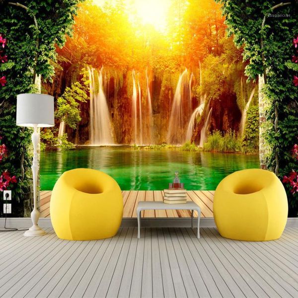

wallpapers drop customized size 3d non-woven po wallpaper waterfall natural landscape background wall mural bedroom paper1