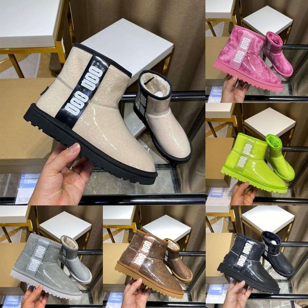 

yxj0 snow boots on winter fur ankle boots couple thick soled cotton shoes woman flats 2020 slip warm botas mujer zapatos waterproof, Black