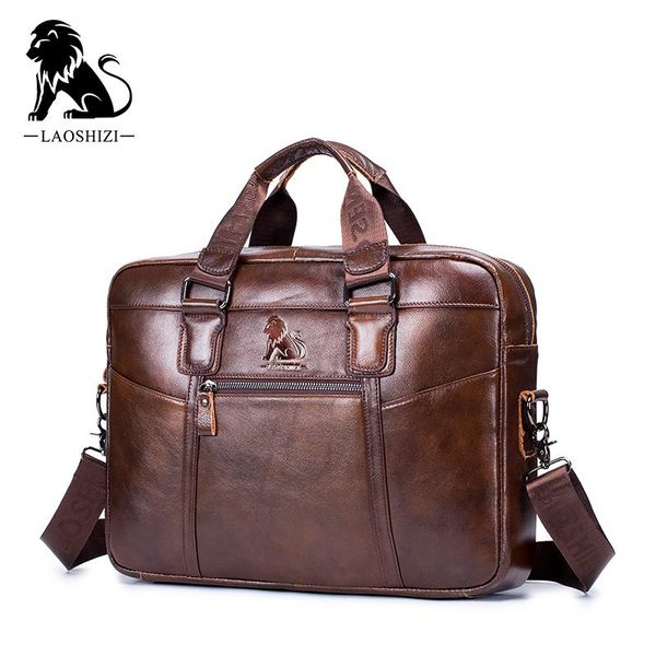 

briefcases genuine leather men's business computer bag vintage briefcase fashion messenger bags man shoulder postman male handbags