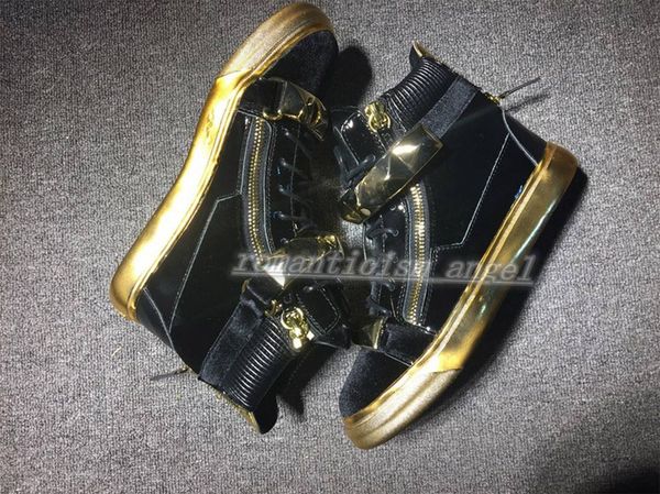 

new for men party design sneakers lovers genuine leather high studded spikes casual flats red bottom luxury shoes with shoe box, Black;red