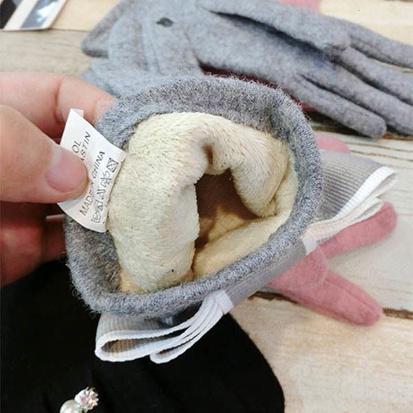 

selling 1 pair women touchscreen gloves winter warm soft full finger bowtie mittens -b5, Blue;gray