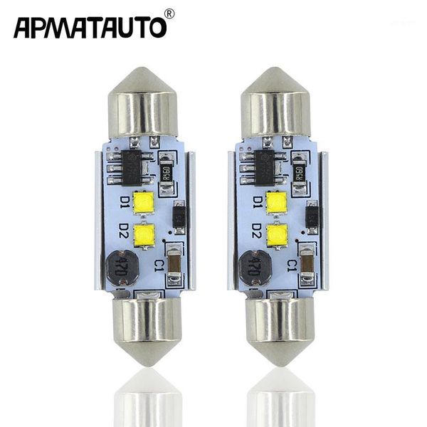 

apmatauto 2xwhite car interior light 36mm 39mm 42mm led bulb sv8.5 c10w c5w festoon vanity mirror dome reading door number light1