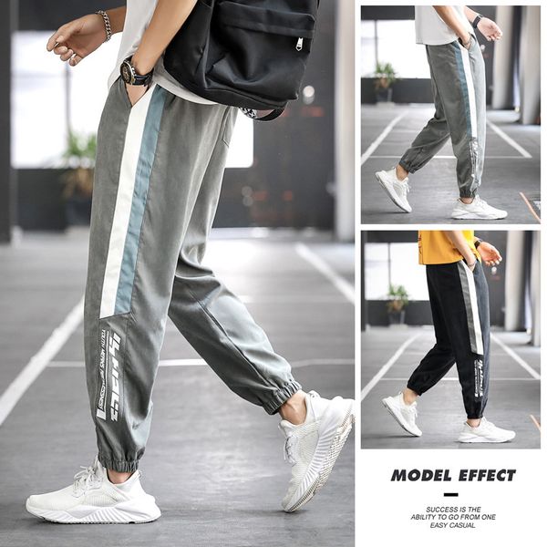 

2021 and spring autumn new casual style slacks floppy trend flow extra-large foot harem general skinny bib pants 5ia9, Black