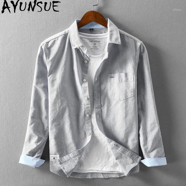 

ayunsue men's shirt spring summer long sleeve shirt korean clothes pure cotton shirts men 2020 camisas para hombre kj46591, White;black