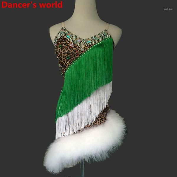 

feather fringes skirt women harness style back opening latin tango ballroom salsa dance dress party costume tassel women dresses1, Black;red