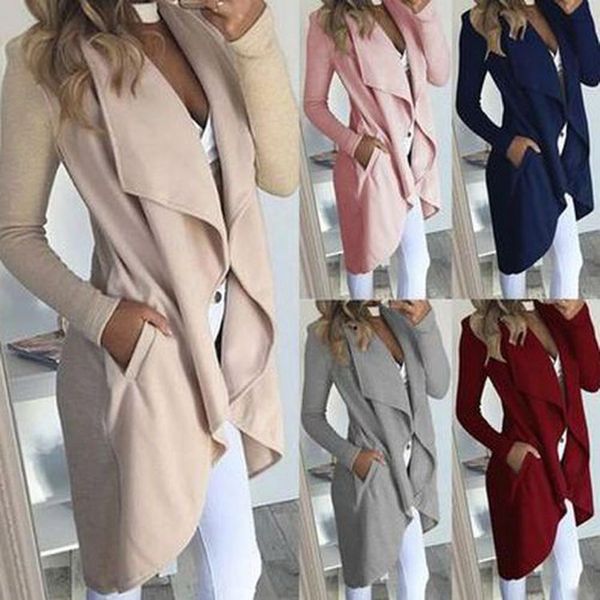 

casual white elegant women trench coat plus size coats autumn winter outerwear office ladies long overcoat friendly material, Tan;black
