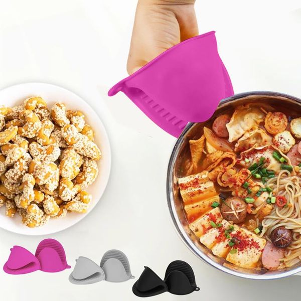 

silicone oven gloves 3 colors heat insulated finger gloves cooking microwave non-slip gripper pot holder kitchen baking tool