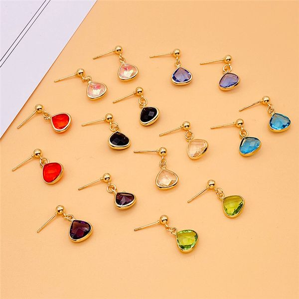 

new colorful teardrop crystal earrings simple wild retro rhinestone earrings birthday stone ear drop for women designer jewelry accessories, Silver