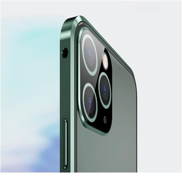 

360 protective double sided glass magnetic metal case for iphone 12 11 pro x xs max xr with camera lens protectio wmtcut