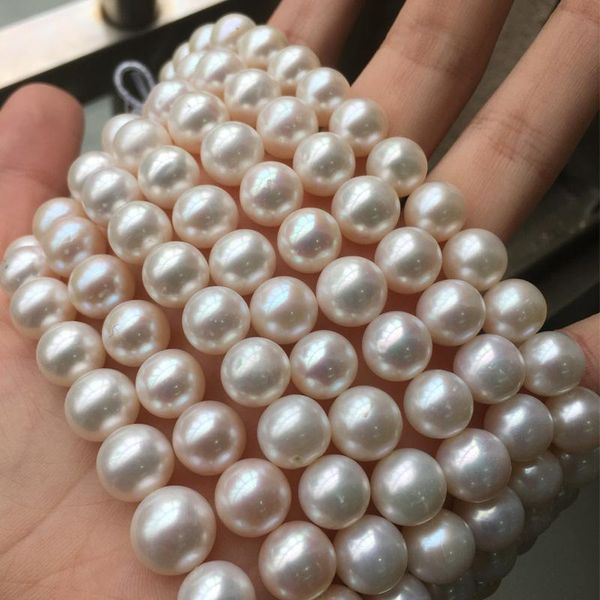 

chains freshwater pearl necklace round shape with size 10-11mm perfect luster for jewelry diy loose strands, Silver
