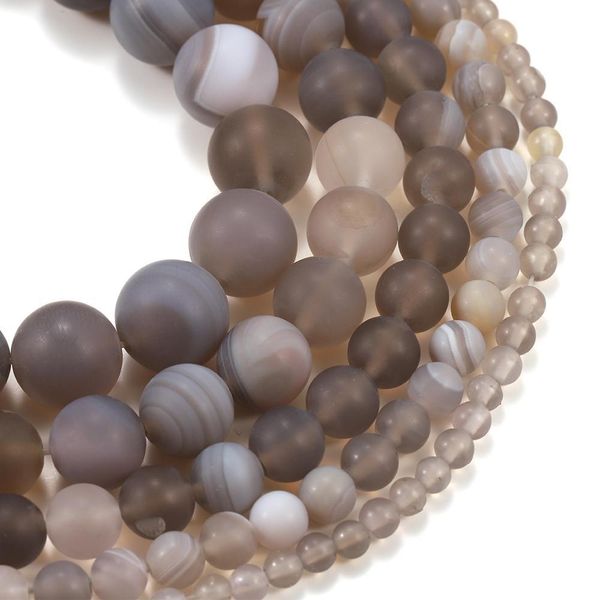 

1strand lot 4 6 8 10 12mm matte gray strips agates beads stone round loose beads for bracelet jewelry makings supplies wholesale h bbyeyd