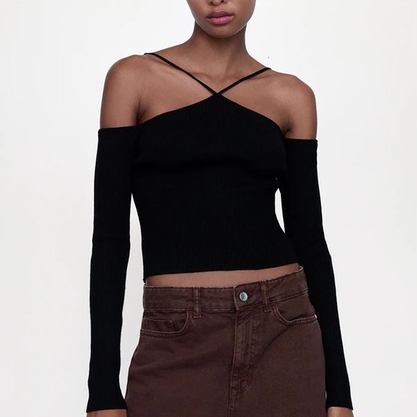 

2021 new autumn winter off shoulder knitted sweater women solid black slim plus size long sleeve pullovers vintage knitting jumper k7z8, Black;white