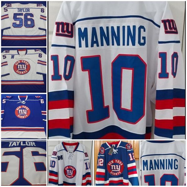 

vintage ny giants 12 smith 56 taylor 10 manning hockey jersey sewing hockey jersey embroidery can be customized with any number and name, Black