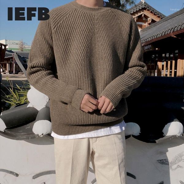 

iefb korean vintage fashion sweater men's autumn winter thickened loose round collar trend pullover kintwear casual 9y45651, White;black