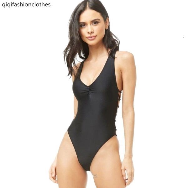 

bikini single multi rope side cut out cover show thin spring holiday triangle one piece swimsuit woman, White;black
