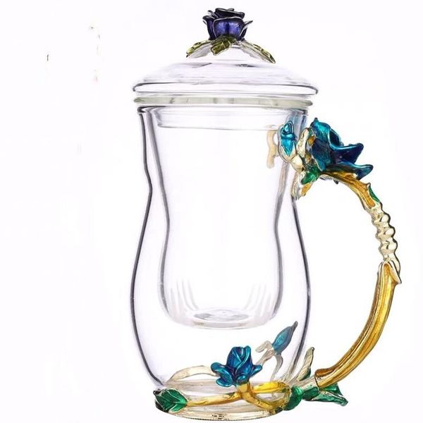 

creative personality cups enamel color glass tea cup coffee cups fashion men and women flower cups giving tea strainers wmtmze dh_niceshop