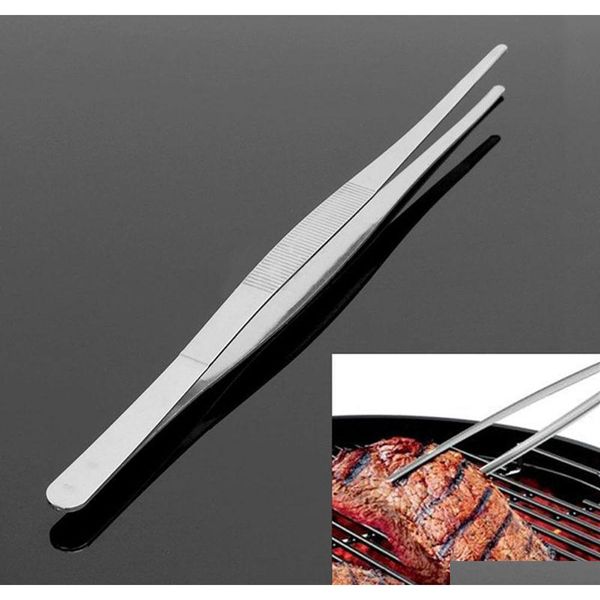 

bbq food tweezers stainless steel industrial toothed tweezer long straight tweezer home medical garden kitchen barbecue bbq tool 9tcuu