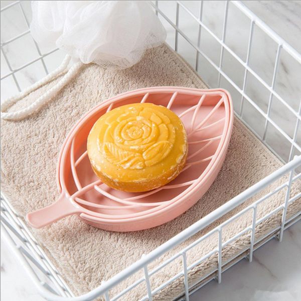 

factory price plastic dishes leaf shape double wall tray holder storage soap rack plate box container for bath showe