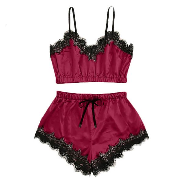 

lace women pajamas set thin section blackless lingerie imitated silk fabric underwear sleepwear, Black;white