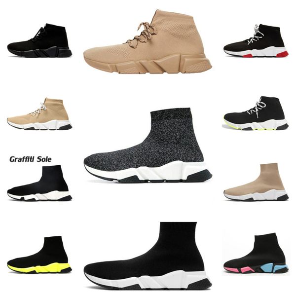 

2020 desinger sock спортивная обувь женская мужская плоская повседневная обувь трипл урожай граффити кроссовки носки сапоги дизайнерские пла, Black