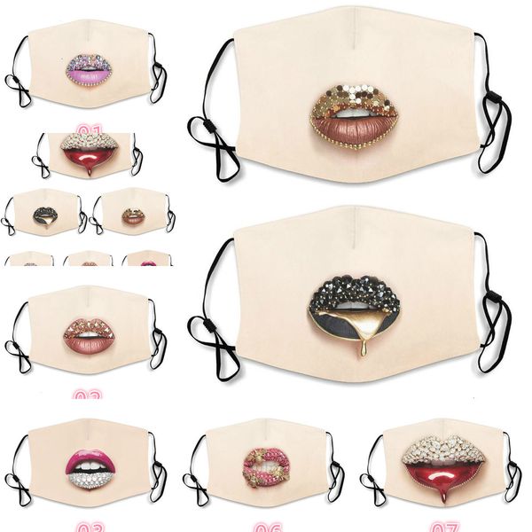 

lip protective fashion diamond face mask pm2.5 mouth masks washable reusable women colorful rhinestones facemask