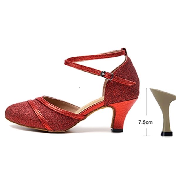 

2021 new woman closed toe latin ballroom dance black red soft bottom bachata salsa dancing shoes for square heel pratcice shoe 1 ixy1