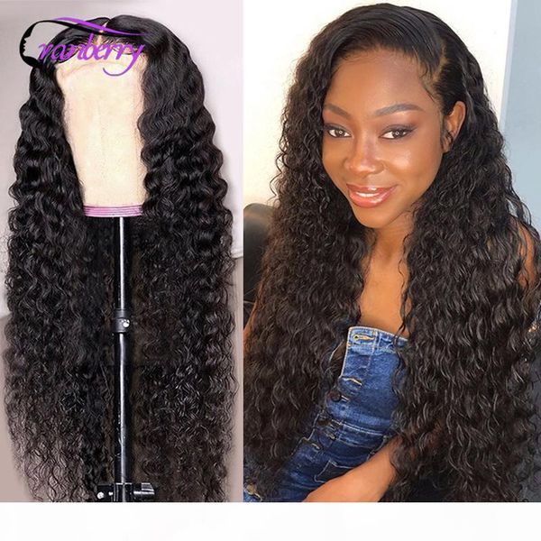 

cranberry hair peruvian deep wave wig t-middle right part lace wig 100% remy human hair wigs for black women prelucked hairline, Black;brown