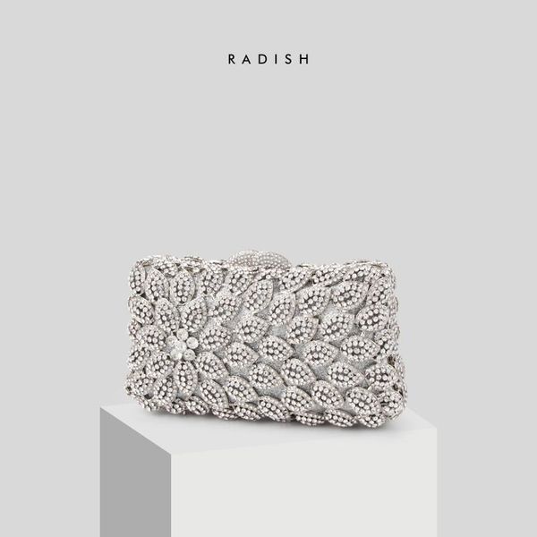 

spring new women's bag small bag women's crossbody silver rhinestone flower evening purses and handbags luxury designer
