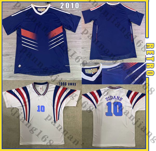 

france 2010 world cup retro soccer jersey france 1996 zidane #10 team home jersey henry vintage classic old football shirt, Black;yellow