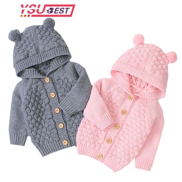 Baby Boy Knitting Cardigan 2020 inverno caldo neonato maglioni moda manica lunga con cappuccio cappotto giacca abbigliamento per bambini abiti LJ201023