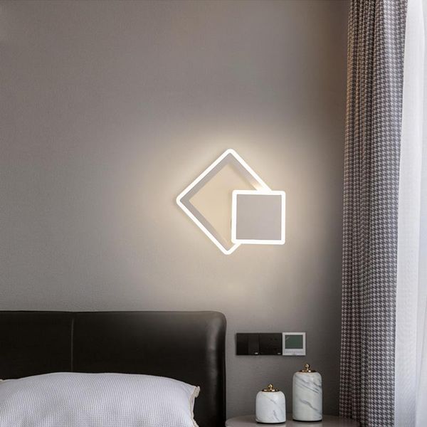 

modern minimalist led wall lamp for living room bedroom bedside aisle corridor stairs indoor decor white square light fixtures