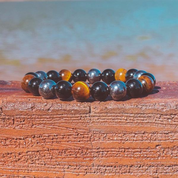 

natural black obsidian hematite tiger eye beads bracelets men for magnetic health protection women jewelry pulsera hombre