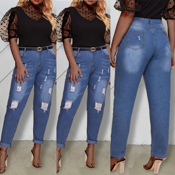 

large stretch jeans, Blue