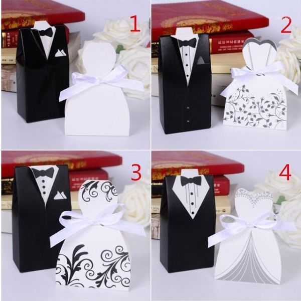 Envoltório de presentes por atacado- livre 100 pcs Centerpieces de casamento noiva e noivo favorecer caixa de doces fita lembranças de lembranças Mariage1